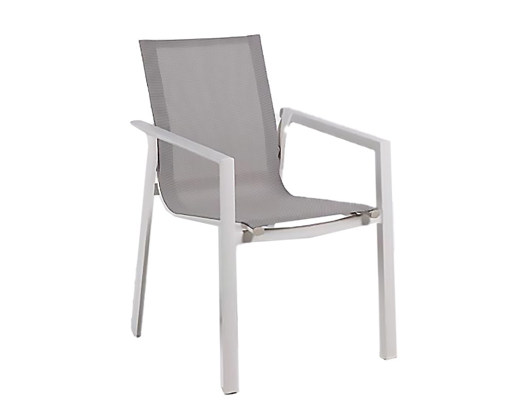 Sedia c-br New Cross Bianca e Taupe in Alluminio e Textilete