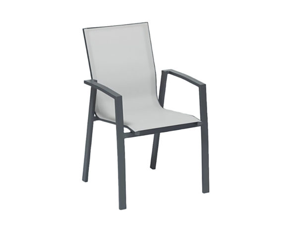 Poltrona NewPort in alluminio/textilene antracite/grigia