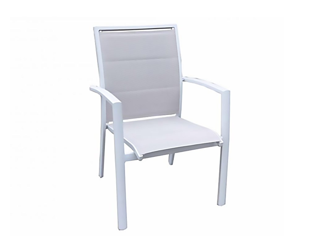 Sedia con Braccioli Nordic Bianco in Alluminio e Textilete