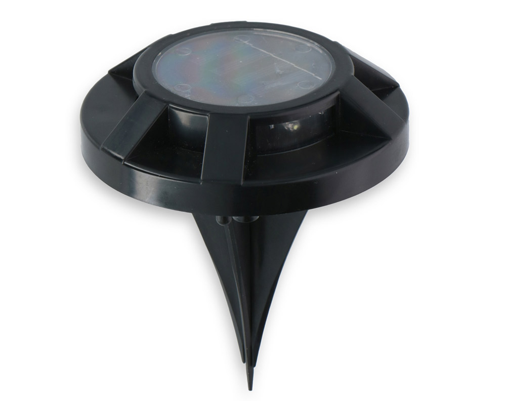 Faretto da Terra Ricarica Solare 3 LED da Giardino Nero in Metallo