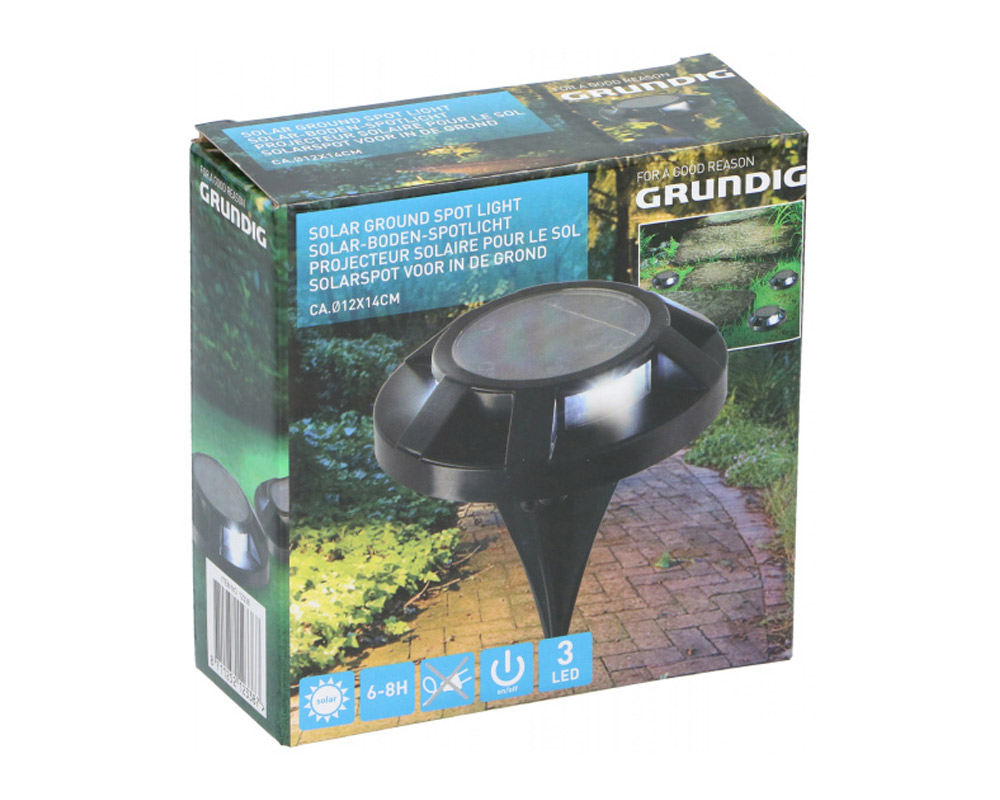 Faretto da Terra Ricarica Solare 3 LED da Giardino Nero in Metallo - immagine 2