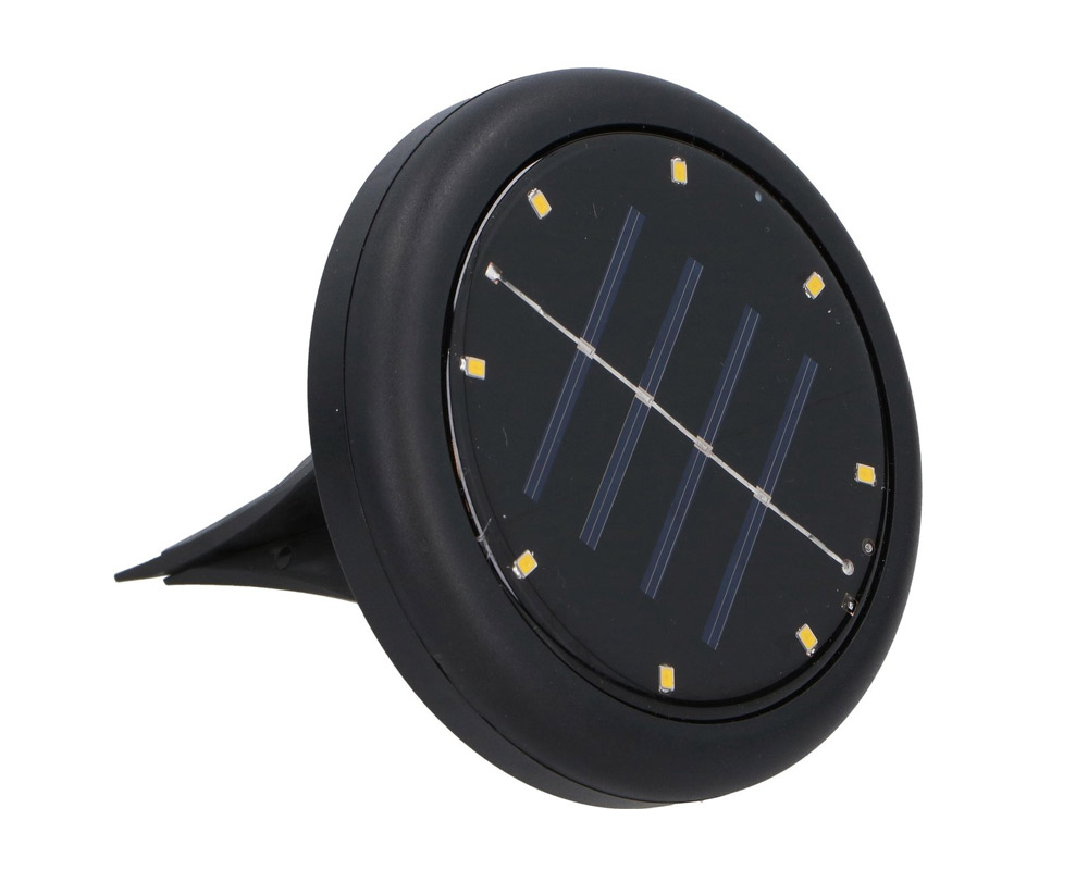 Faretto da terra ricarica solare 8 LED da giardino nero