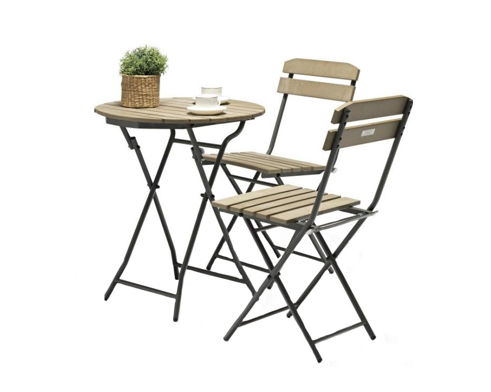 Set Pranzo balcone ketty richiudibile + 2 sedie antracite/beige - immagine 2