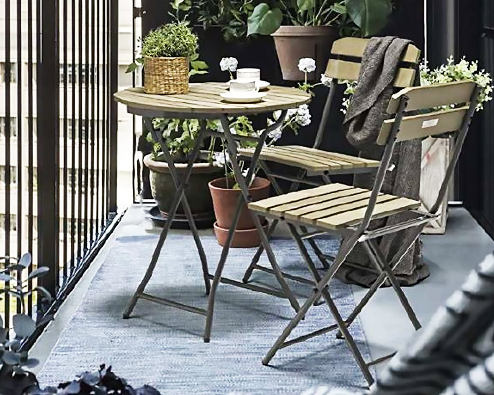 Set Pranzo balcone ketty richiudibile + 2 sedie antracite/beige - immagine 3