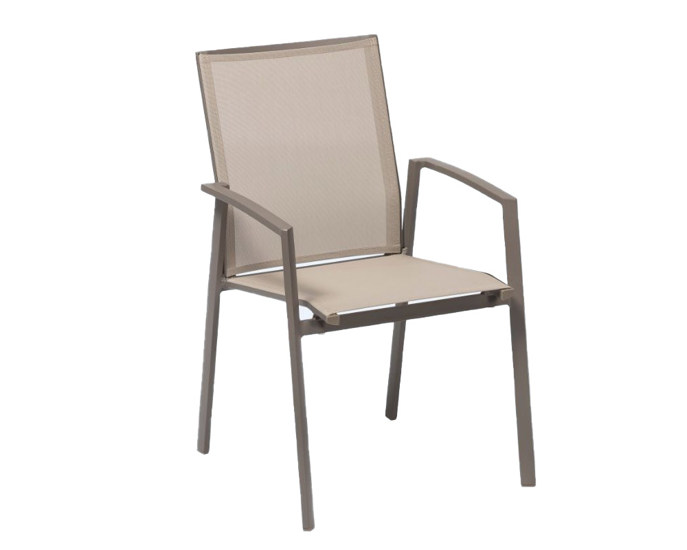 Poltrona Karol alluminio/textilene taupe/khaki