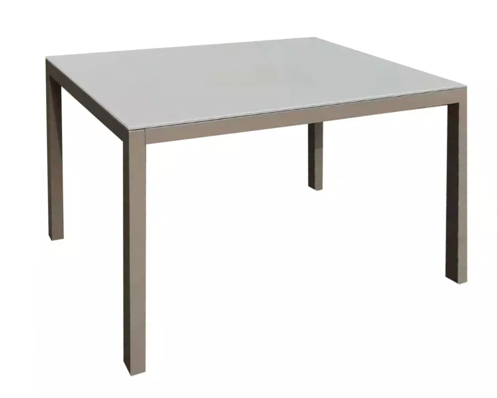 Set Pranzo Tavolo Karol 150x90cm + 4 Poltrone Karol Taupe in Alluminio e Textilene - immagine 4