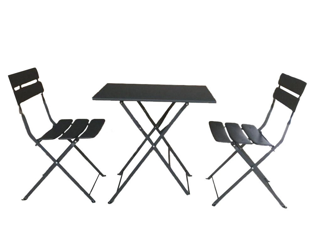 Set Balcone Tavolo Speedy Richiudibile + 2 Sedie Antracite in Ferro - immagine 3