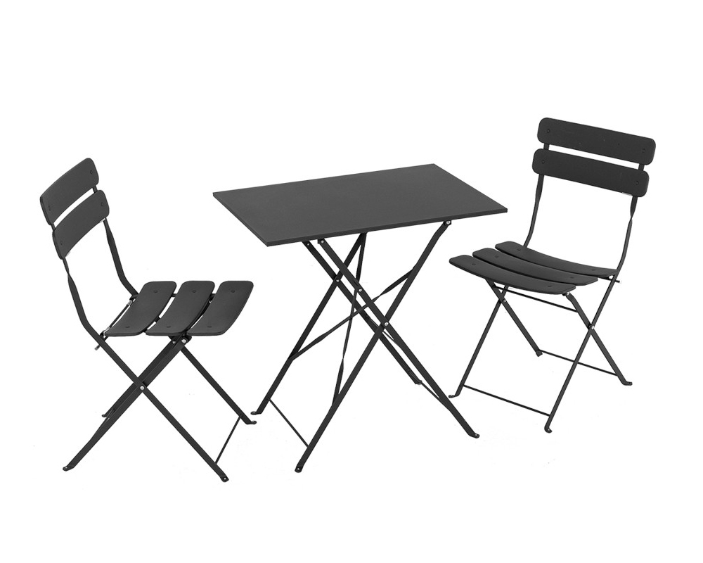 Set Balcone Tavolo Speedy Richiudibile + 2 Sedie Antracite in Ferro - immagine 2