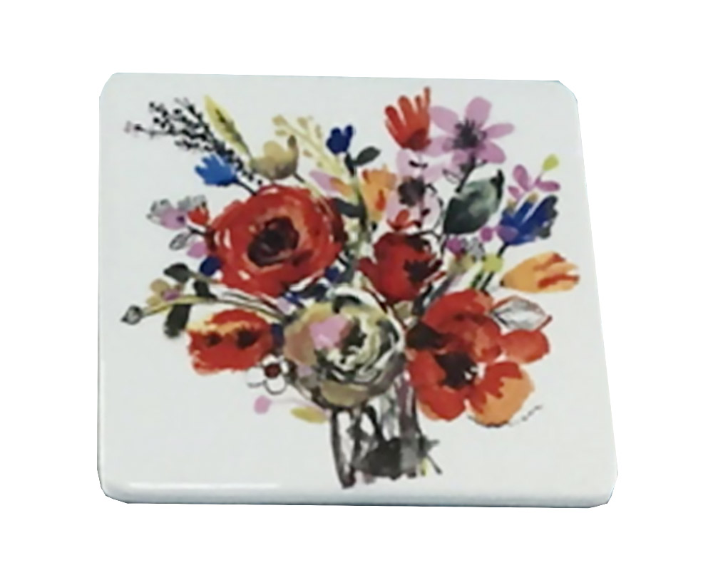 Sotto Tazza con Fiori in Ceramica