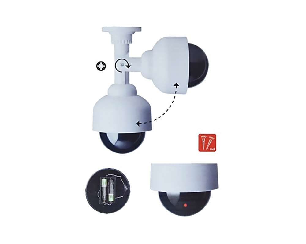 Falsa Telecamera di Sicurezza Ingannevole a Batteria Bianco in Plastica - immagine 4