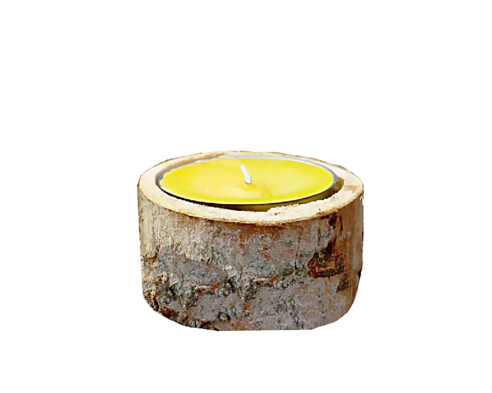 Candela Citronella con Tronchetto Small in Legno