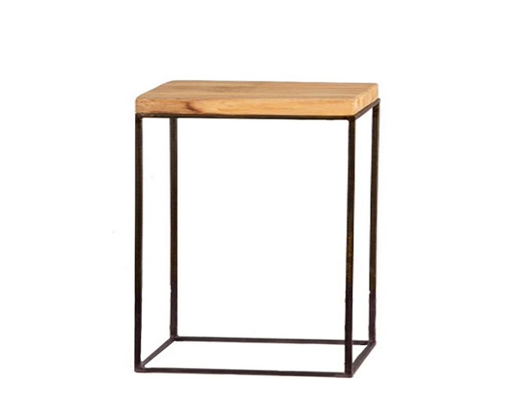 Alzata Porta Pianta Bassa Large in Legno e Ferro