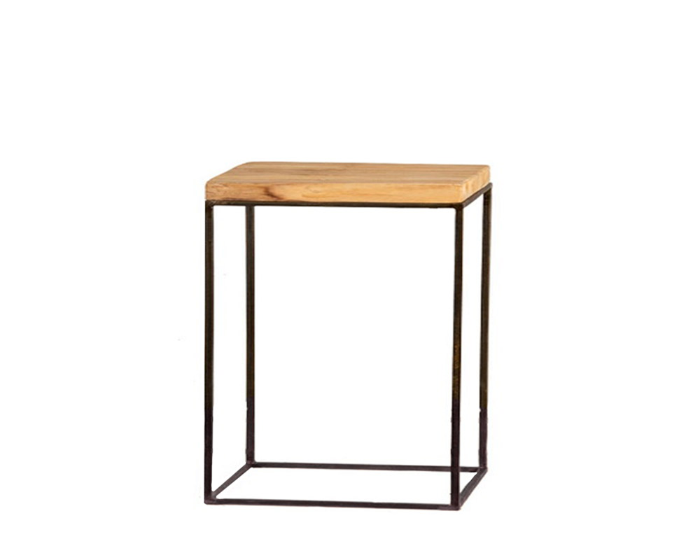 Alzata Porta Pianta Bassa Medium in Legno e Ferro