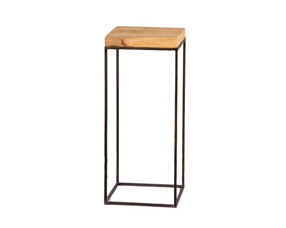 Alzata Porta Pianta Alta Large in Legno e Ferro