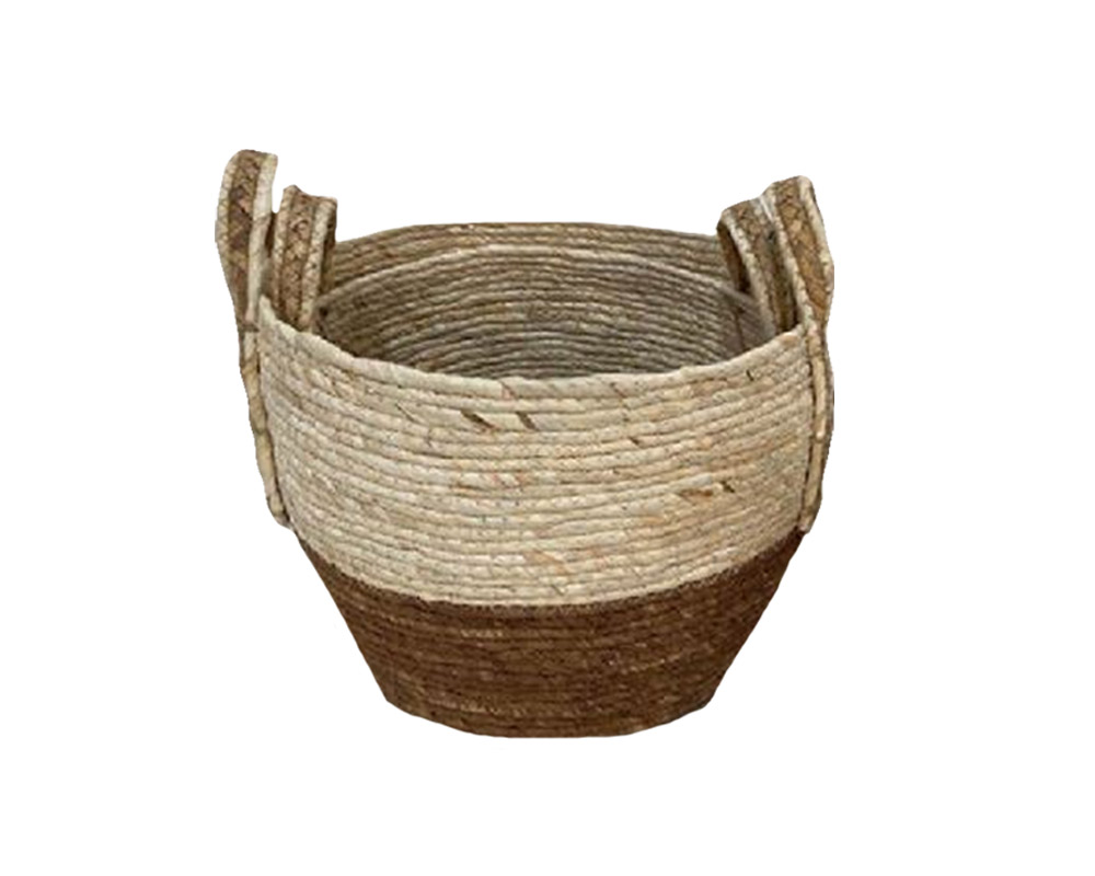 Cestino Wendy Rotondo Large Bicolor in Fibra Naturale