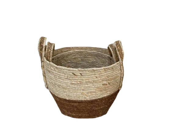 Cestino Wendy Rotondo Medium Bicolor in Fibra Naturale