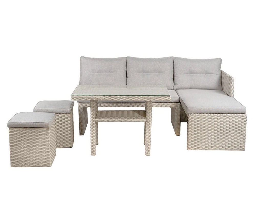 Set 5 Pz Salotto Jackie Grigio con Cuscini in Alluminio e Fibra Naturale - immagine 2