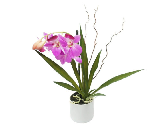 Orchidea Artificiale Rosa Beauty In Vaso H35