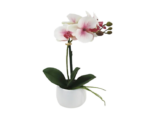 Orchidea Phalaenopsis Artificiale Rosa In Vaso H45