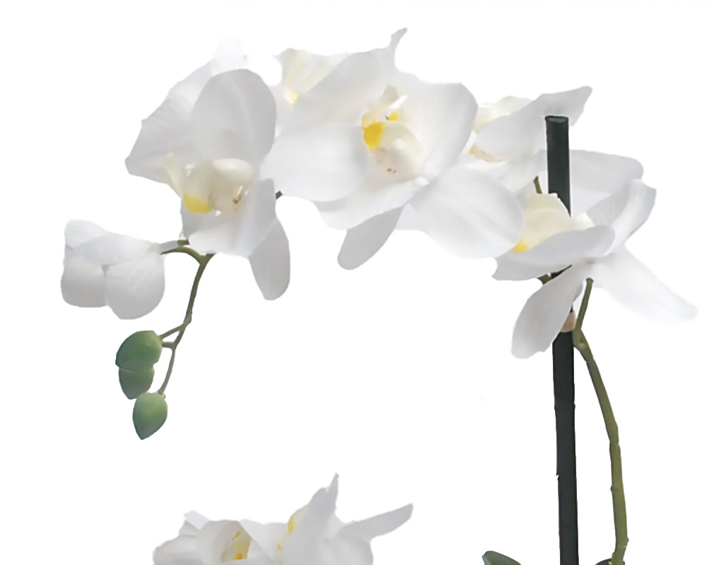 Orchidea Phalaenopsis Bianco Artificiale con Vaso 30h in Plastica - immagine 2