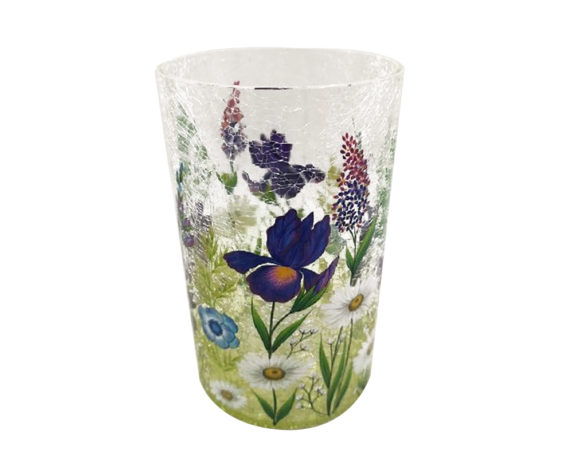 Porta Tealight Ornamento Campo Fiori in Vetro
