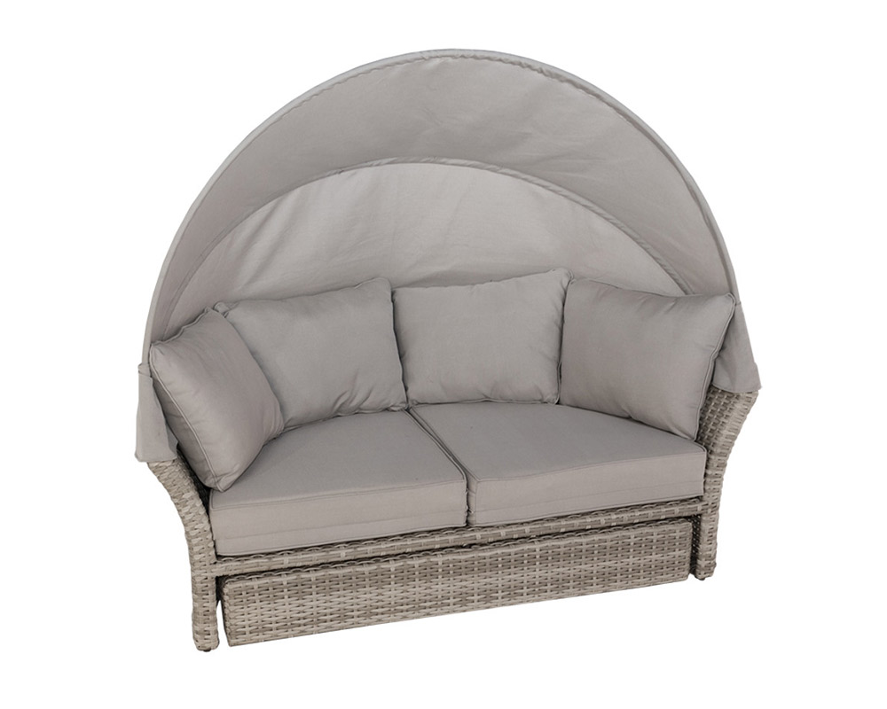 DayBed Gatsby con Cappottina e Cuscini Grigio in Fibra Sintetica
