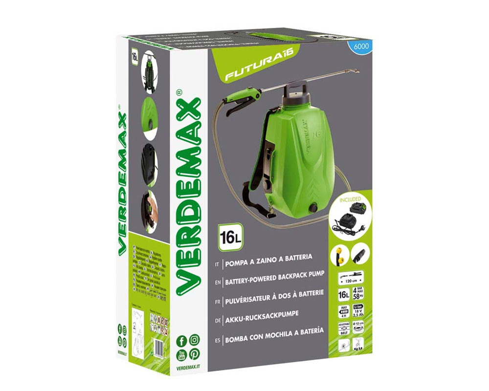 Pompa a Zaino a Batteria Professionale con 16 Litri in Plastica - immagine 3