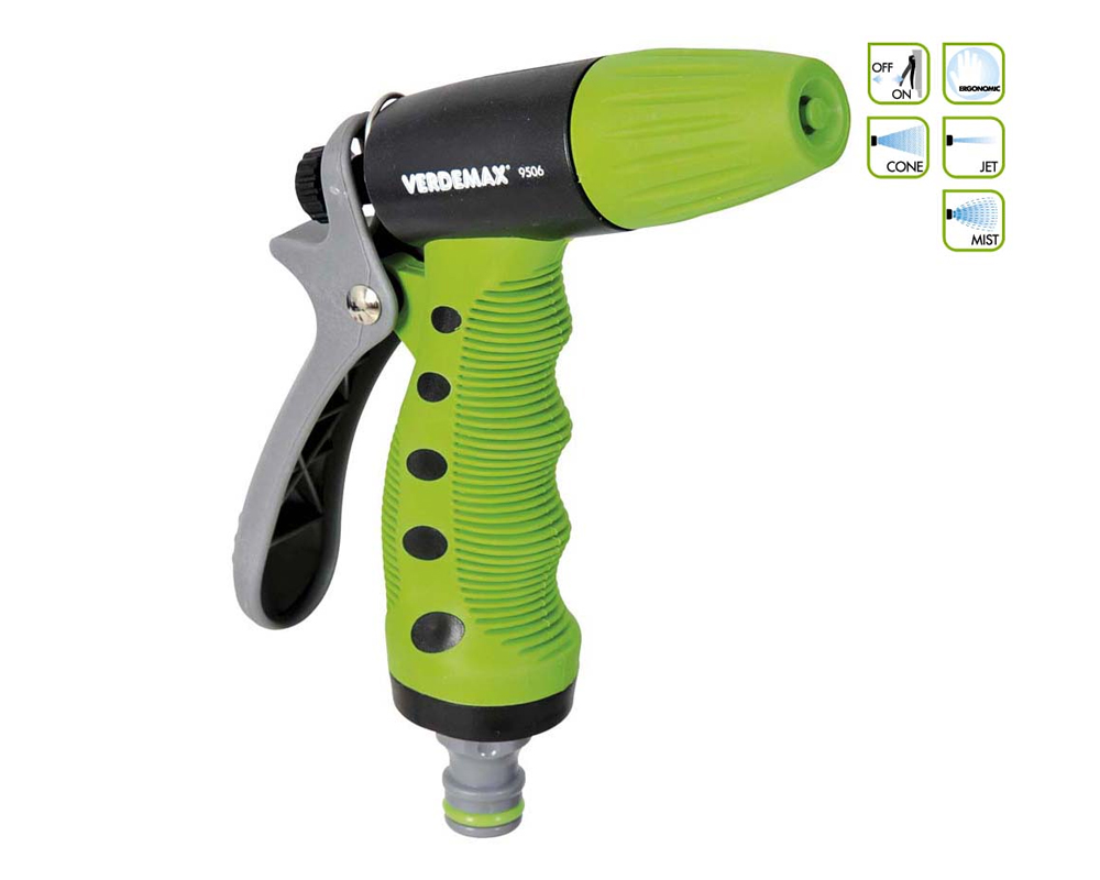 Pistola a Spruzzo Regolabile Impugnatura Ergonomica in Acciaio e Plastica