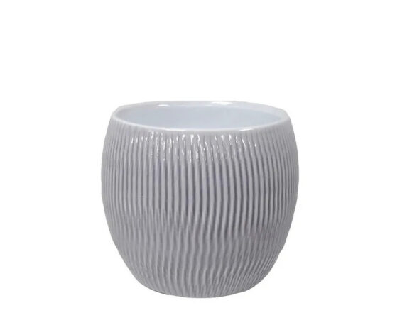 Cachepot Plissee Grigio D12x13,5cm in Ceramica
