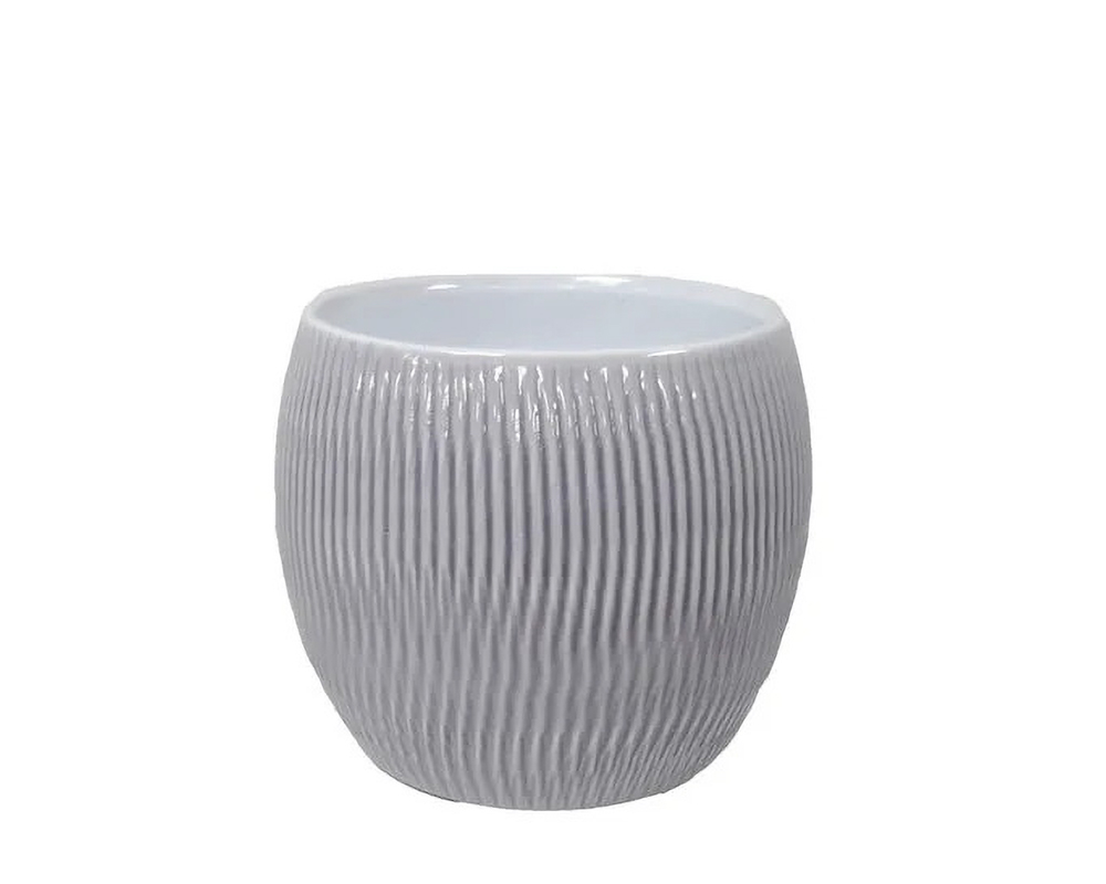 Cachepot Plissee Grigio D12x13,5cm in Ceramica