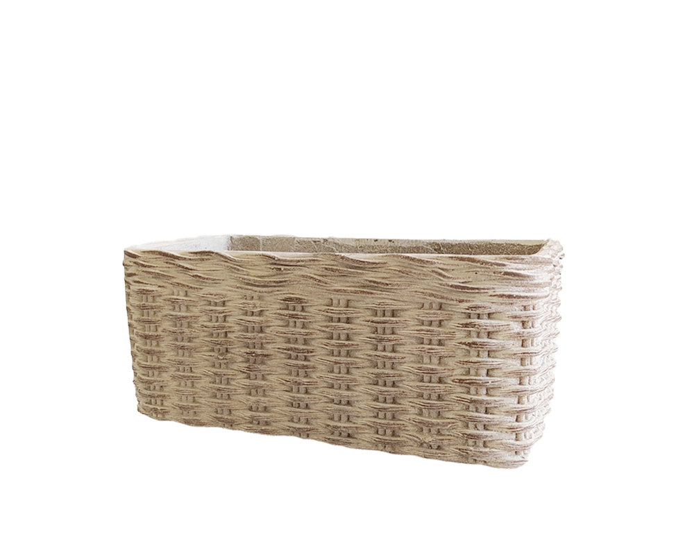 Fioriera Rettangolare Effetto Rattan Small in Cemento