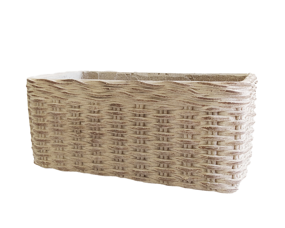 Fioriera Rettangolare Effetto Rattan Extra Large in Cemento