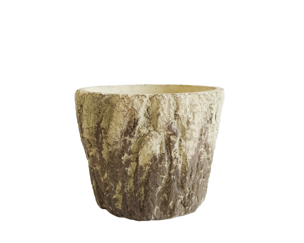 Vaso Rotondo D15,5cm Effetto Legno in Cemento