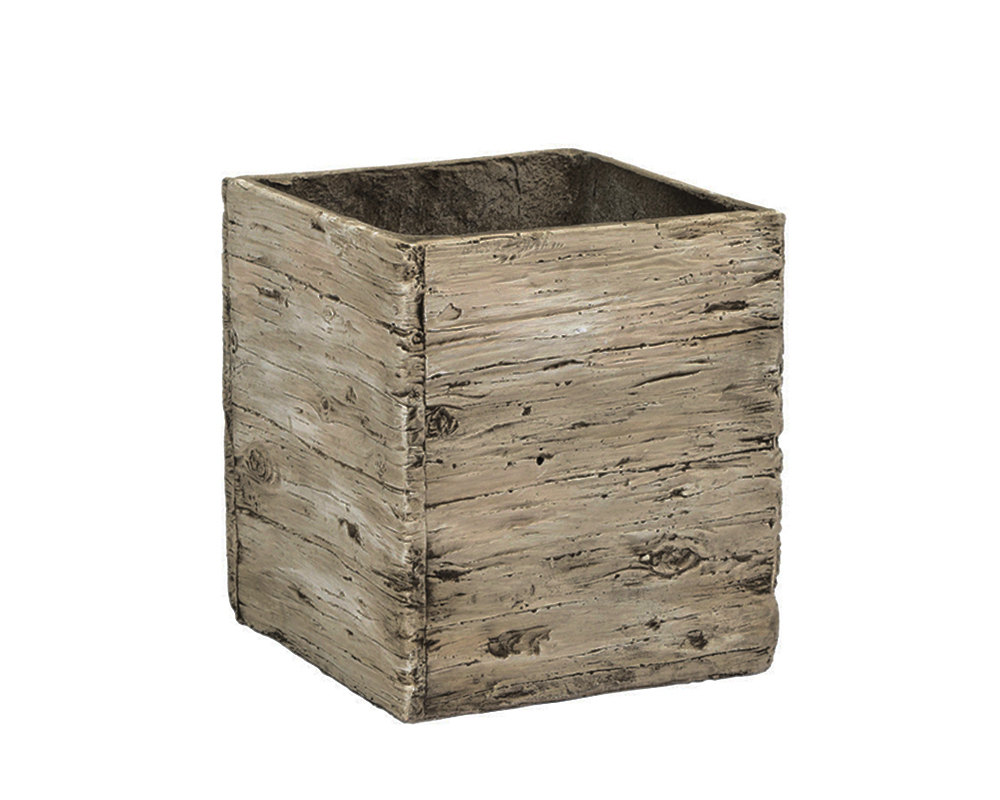 Vaso Rettangolare 31x31cm Effetto Legno Marrone in Cemento