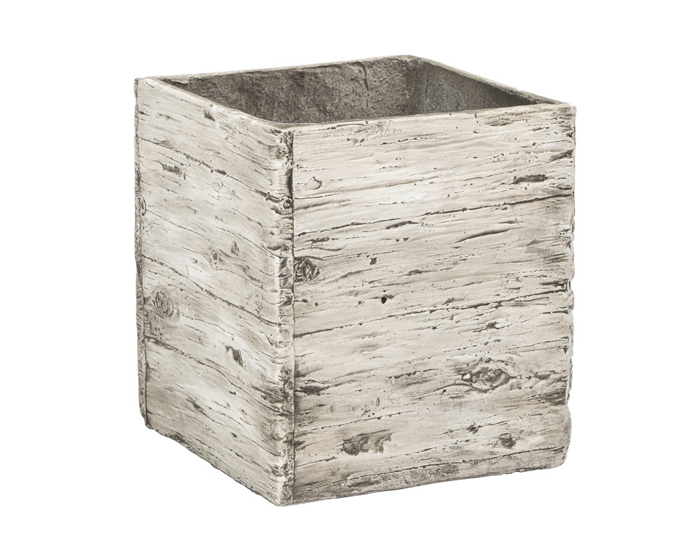 Vaso Rettangolare 45x45cm Effetto Legno Bianco in Cemento