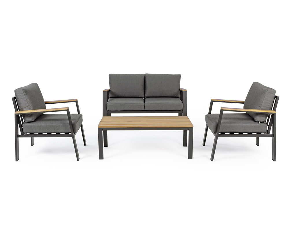 Set 4 Salotto Belmar c/cuscini in alluminio antracite - Bizzotto - immagine 5