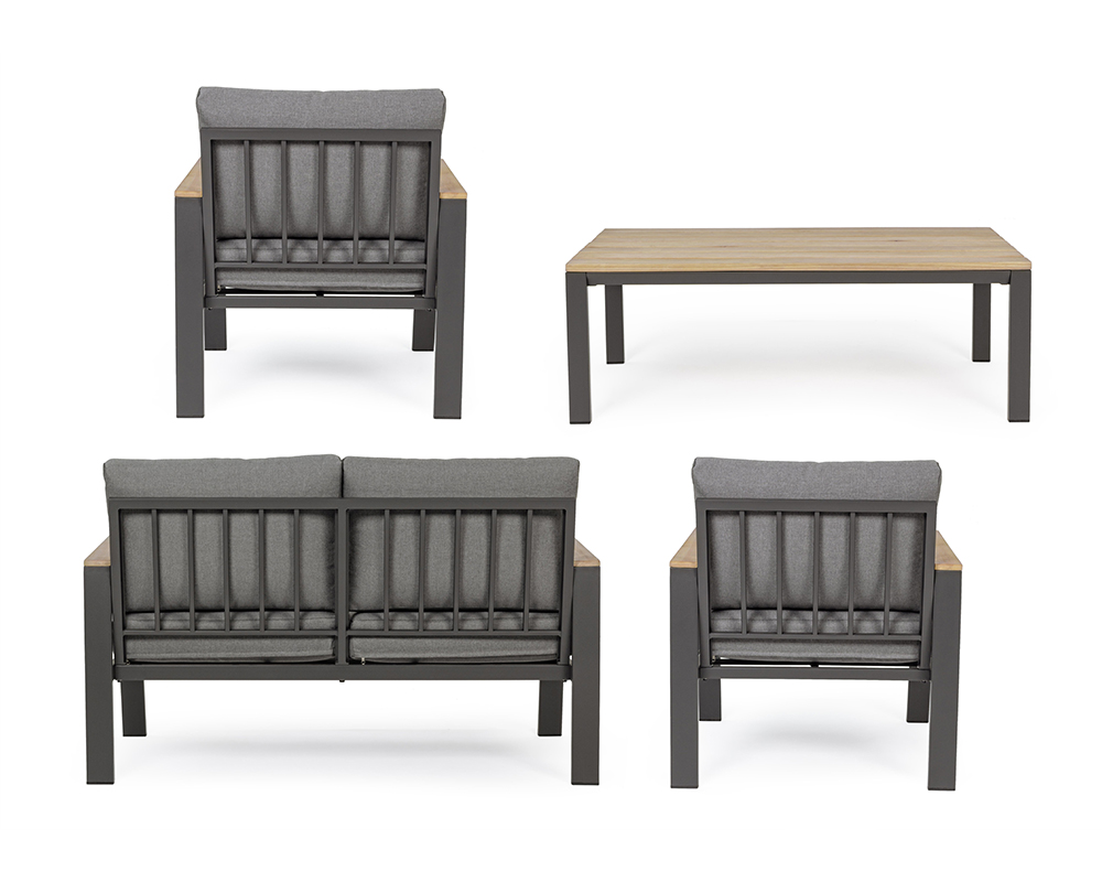 Set 4 Salotto Belmar c/cuscini in alluminio antracite - Bizzotto - immagine 7