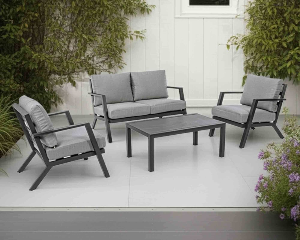 Set Pz Salotto Harley con Cuscini Antracite in Alluminio