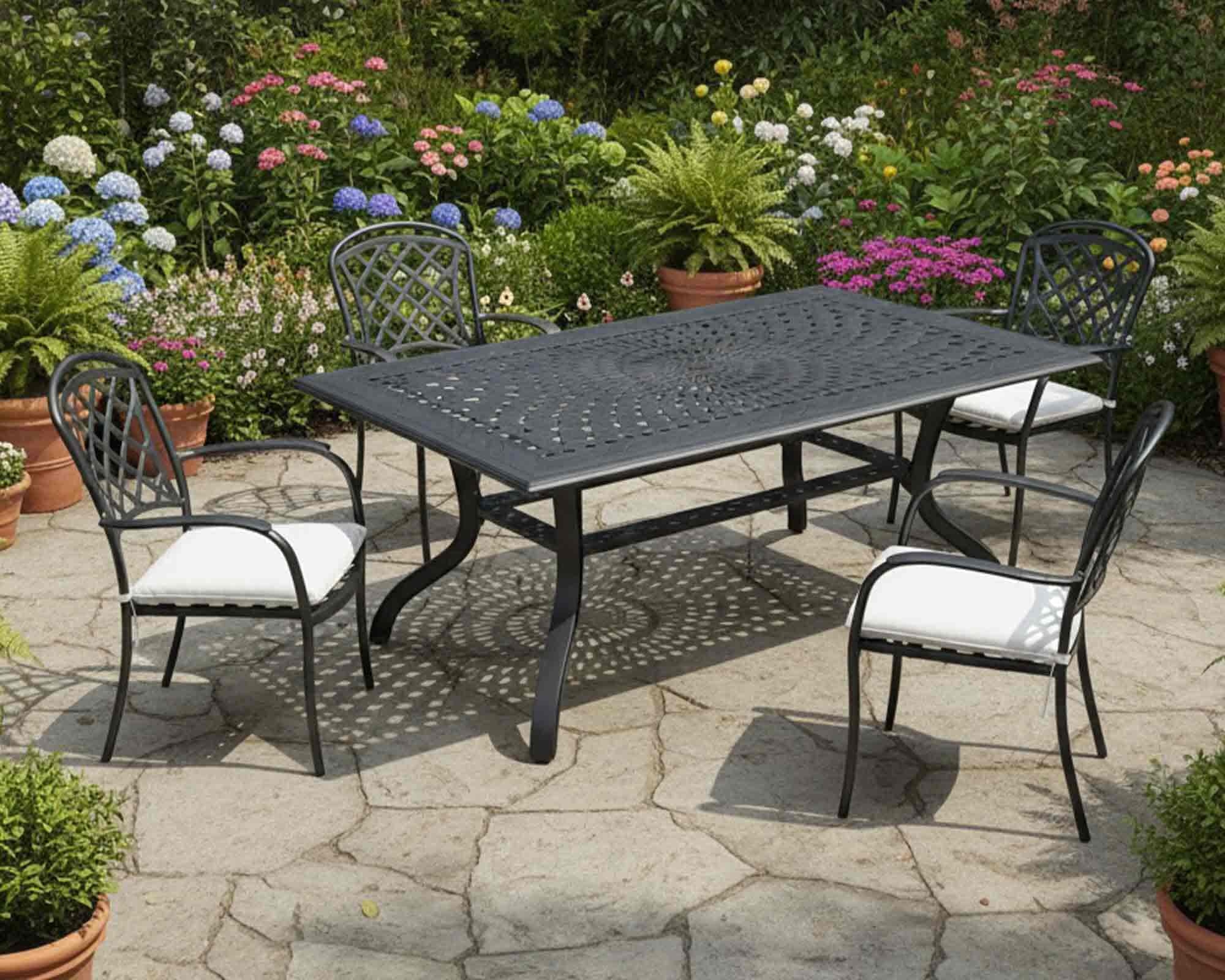 Set Balcone Tavolo Winny + 2 Sedie Pieghevole Antracite in Alluminio e Tessuto