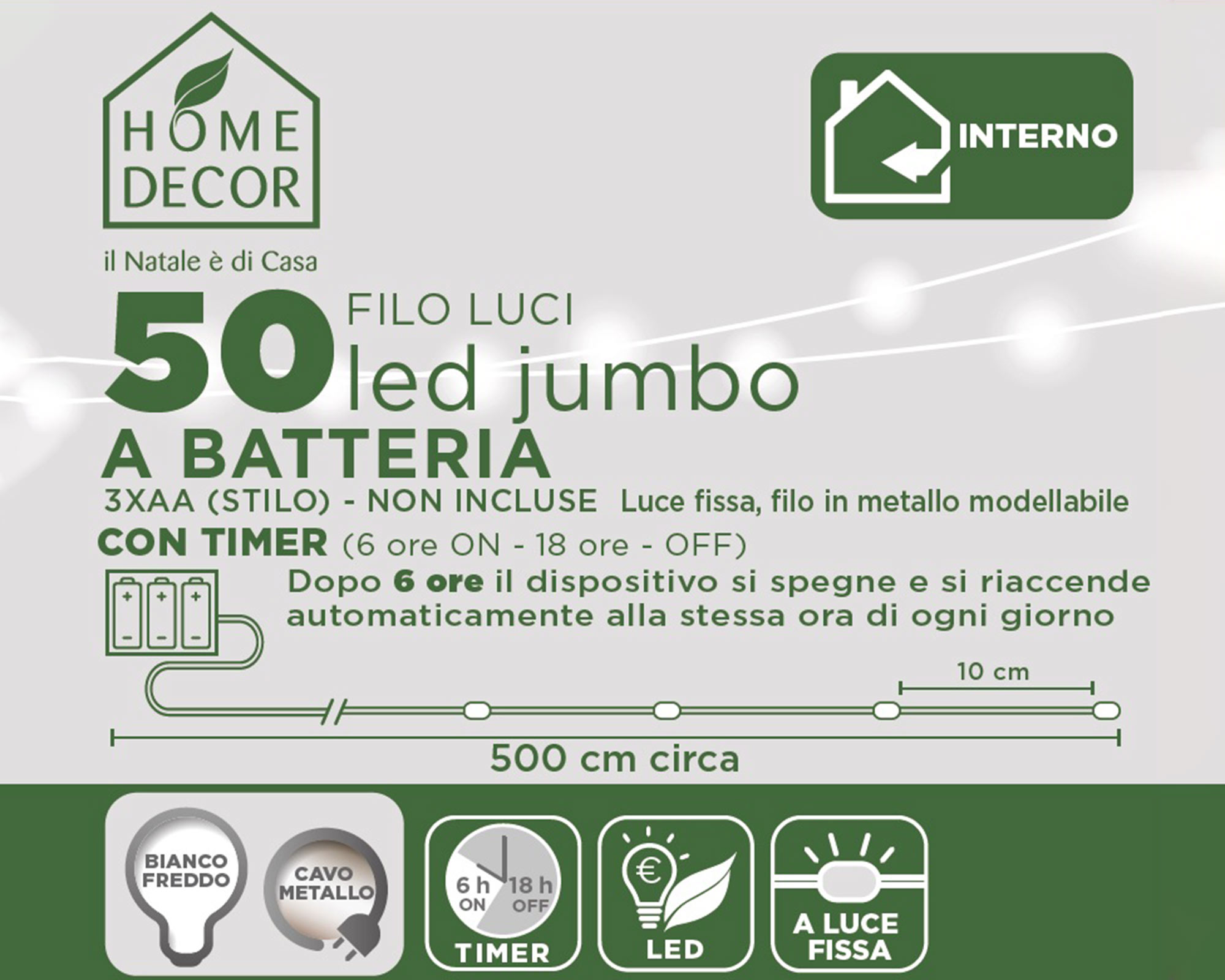 Catena 50 luci led effetto colore freddo - immagine 2