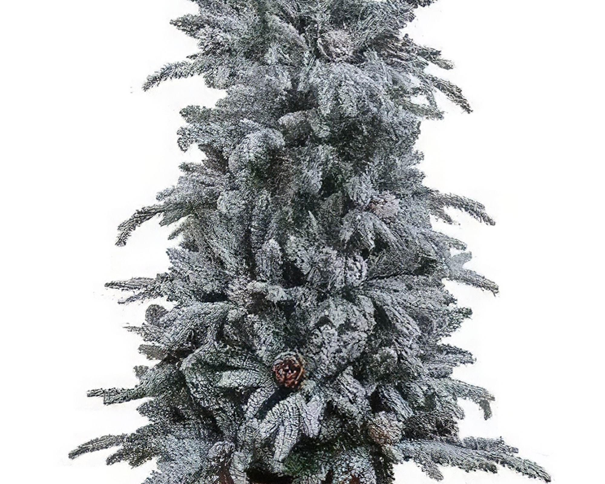 Pino artificiale floccato con pigne h120cm PVC in vaso - immagine 2