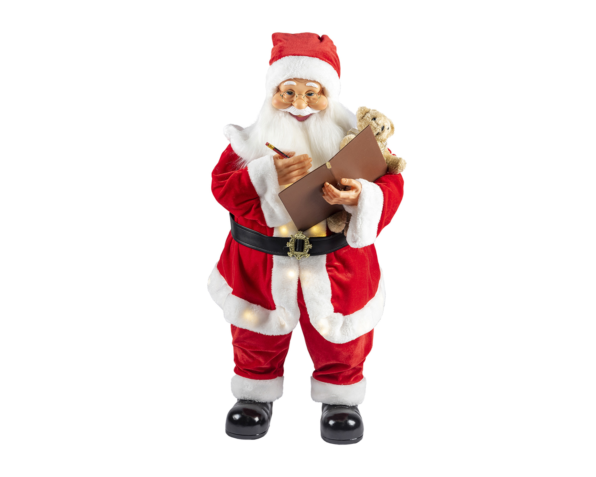 Decorazione Natalizia Babbo natale in plastica e vestiti in tessuto con Led