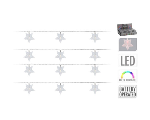 Catena di luci 10 led a forma di stelle multicolore