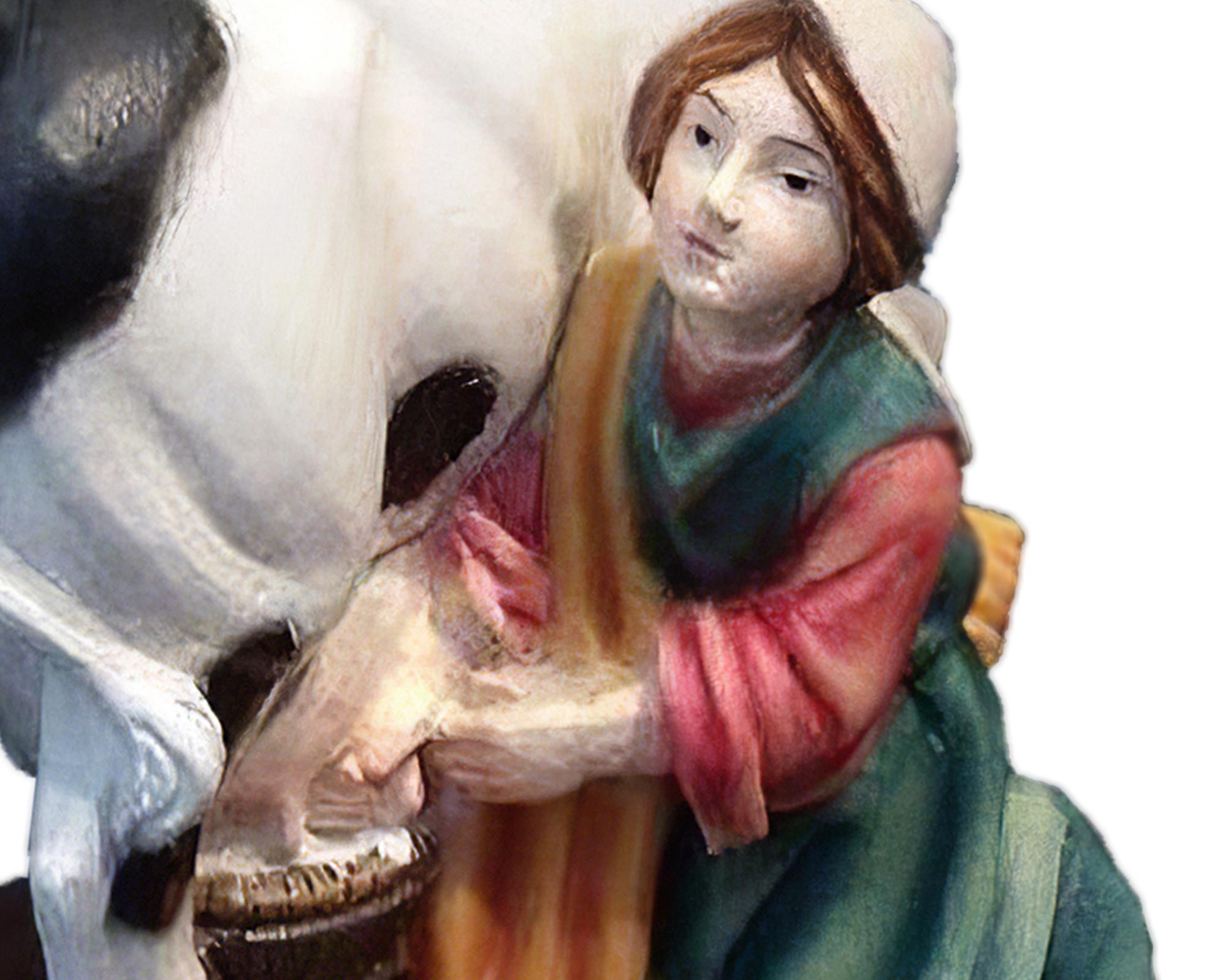Statua Natività Donna Che Munge Una Mucca - immagine 2