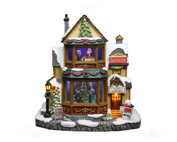 Villaggio natalizio Locanda di Babbo natale con musica e led