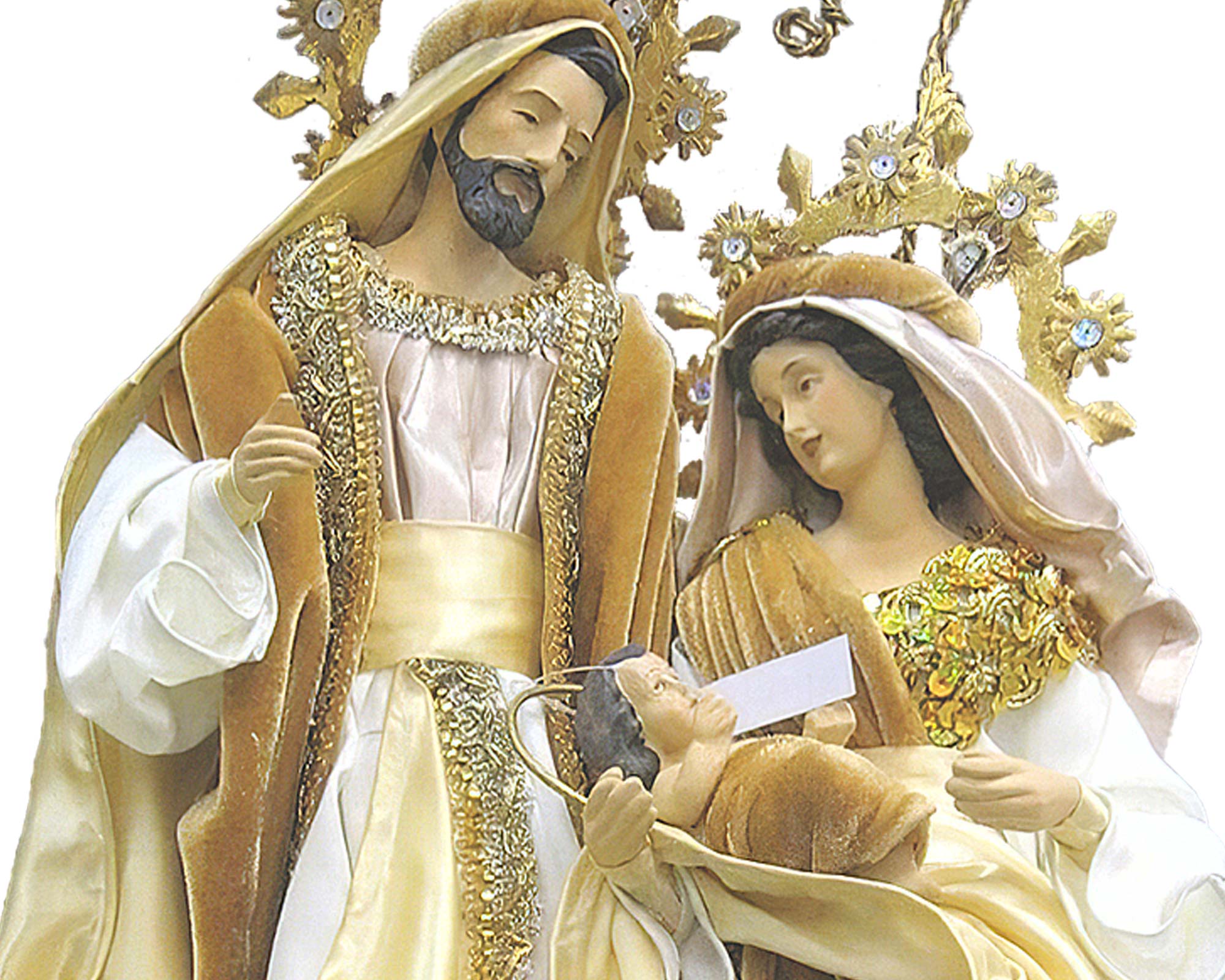 Statua natività con tessuto bianco e oro - immagine 2