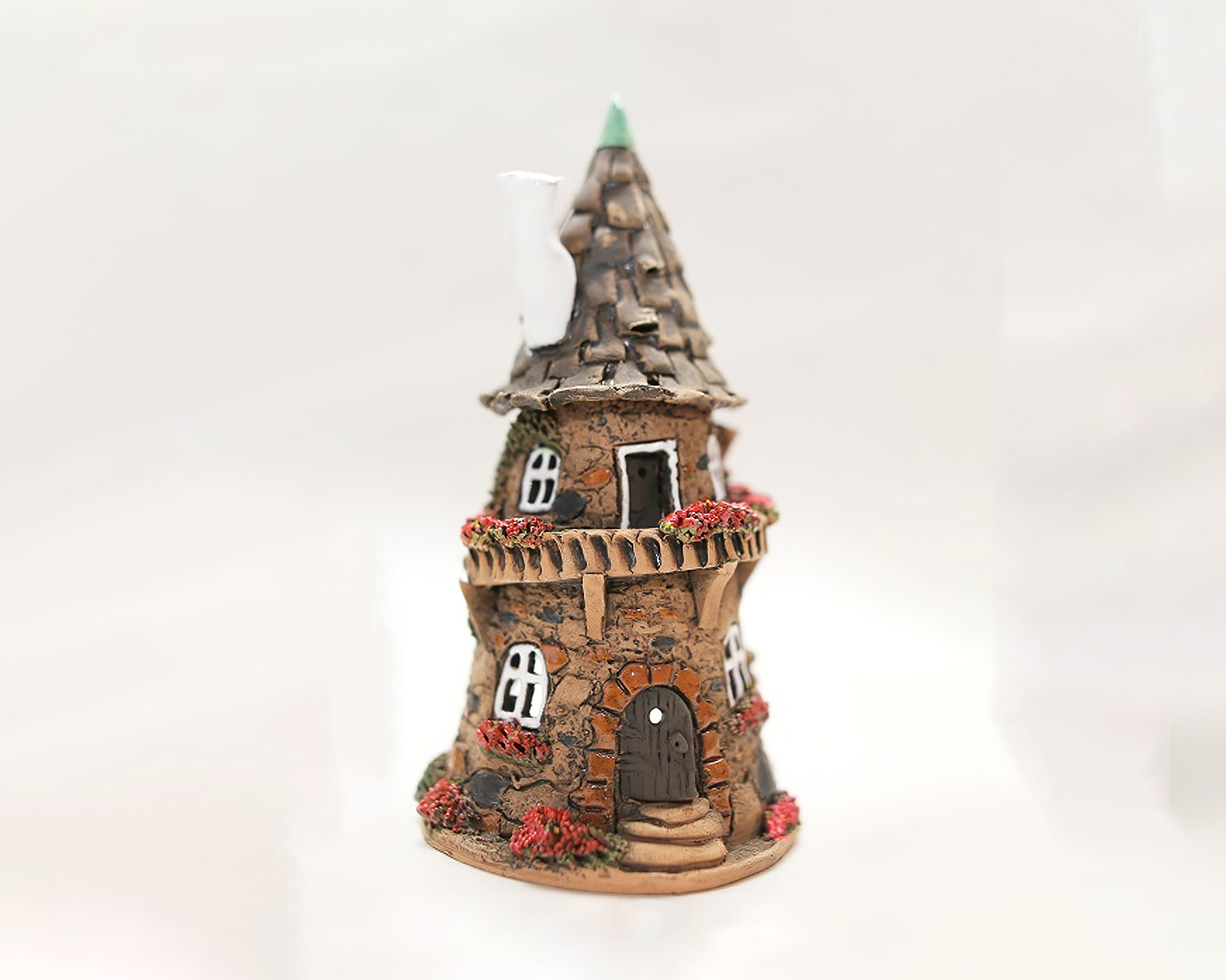 Portacandele a forma di casetta a due piani