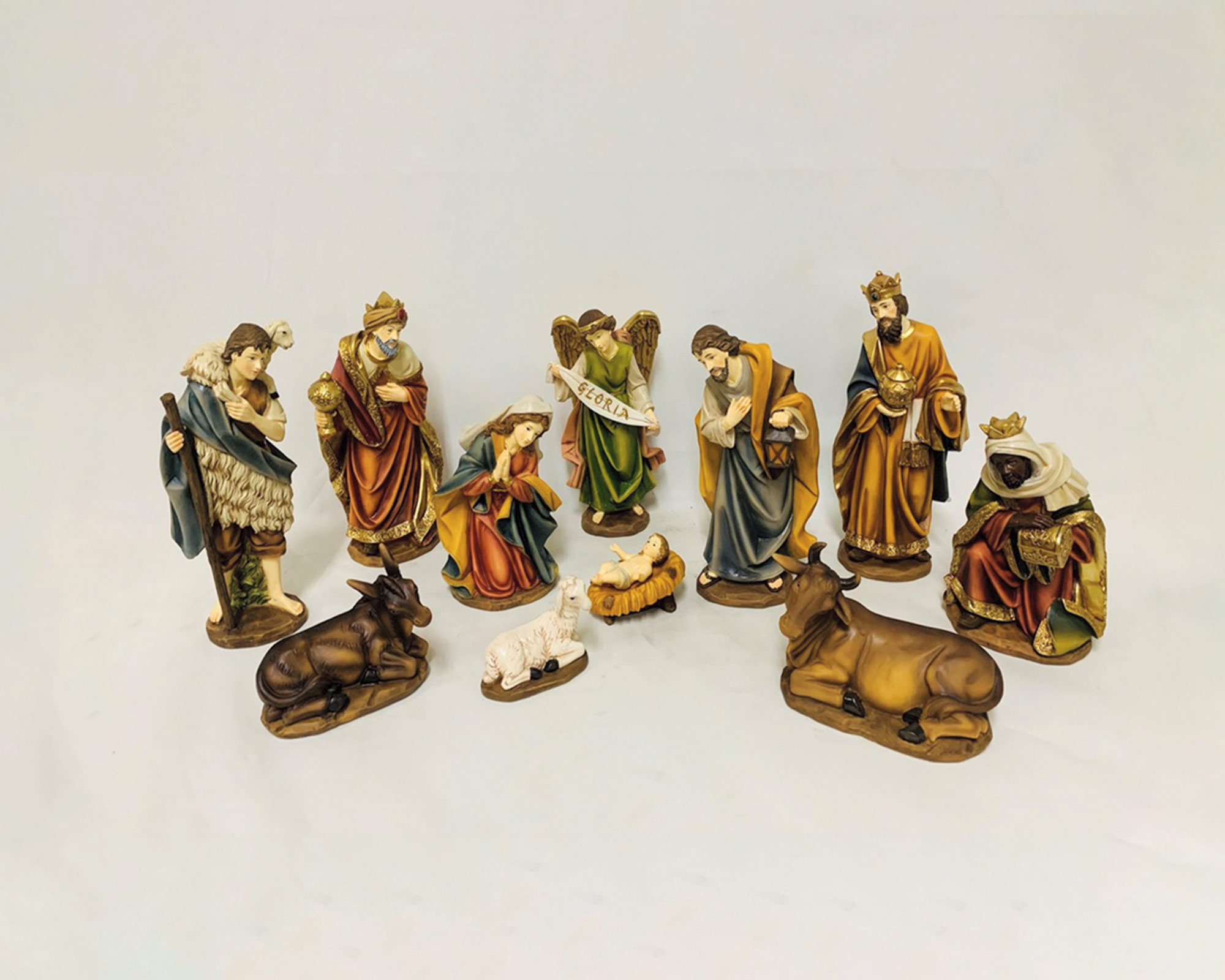 Set 11 Pz Statue del presepe con pastore e re magi