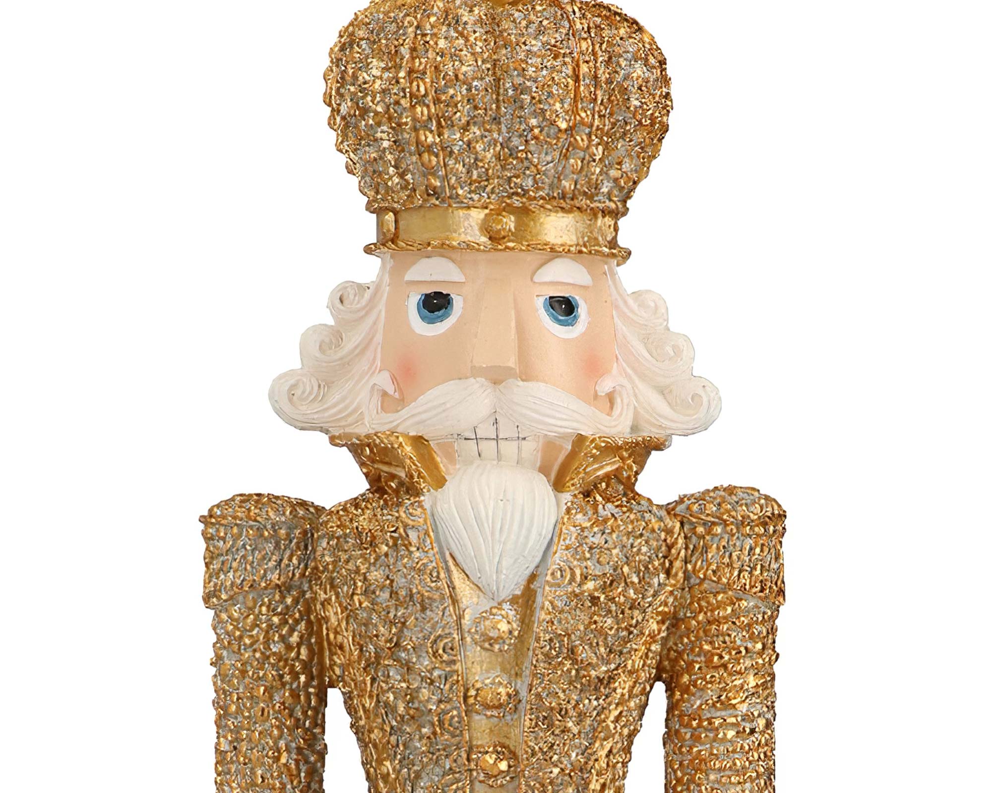 Soldatino Schiaccianoci natalizio dorato in resina - immagine 2