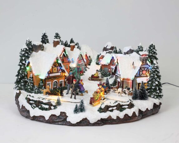 Villaggio natalizio in movimento con musica e led